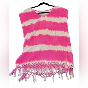 Southern tide small women’s swim cover tie dye fringe
